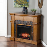 Cartwright Corner Convertible Touch Screen Electric Fireplace With Faux Stone Surround
