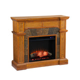 Cartwright Corner Convertible Touch Screen Electric Fireplace With Faux Stone Surround