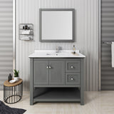 Fresca Manchester Regal 40 Gray Wood Veneer Traditional Bathroom Vanity W/ Mirror