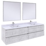 Fresca Formosa 72 Wall Hung Double Sink Modern Bathroom Vanity W/ Mirrors In Rustic White