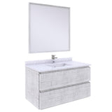 Fresca Formosa 36 Wall Hung Modern Bathroom Vanity W/ Mirror In Rustic White