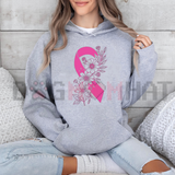 Breast Cancer Floral Ribbon Support Pullover Hoodie