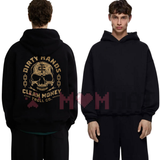 "Hard Work Bold Skull" Graphic Pullover Hoodie
