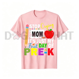 Brave Little Scholar Pre-K Graphic Tee - Funny "Stop Crying Mom" First Day Kids Shirt