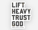 Lift Heavy, Trust God - Sticker (camo)
