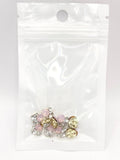 Queen - Nail Charms 10pc - #104 Gold Pink & White Crystal Clusters