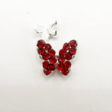 Queen - Nail Charms 10pc - #304 Silver Red Crystal Butterflies with Mini