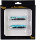 Cobus 3000 Passenger Bus White and Blue with Graphics US Airways Shuttle Bus Greener Transit 2 Piece Set Gemini 200 Series