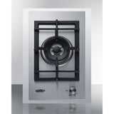1-Burner Gas Cooktop Made In Italy W/15 Wide Trim Kit In Stainless Steel With Sealed Dual Flame Burner, Cast Iron Grates, And