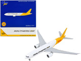 Boeing 777F Commercial Aircraft with Flaps Down Southern Air DHL White and Yellow 1/400 Diecast Model Airplane by GeminiJets