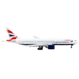Boeing 777200ER Commercial Aircraft with Flaps Down British Airways White with Tail Stripes 1/400 Diecast Model Airplane by G