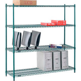 Nexel® 4 Shelf Poly-Green® Wire Shelving Unit Starter 60W X 18D X 54H