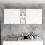 Tuhome Portofino 150 Wall Cabinet, Double Two-Door Cabinet, Racks, Two External Shelves, Two Internal Shelves, White, For Kitch