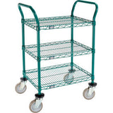 Nexel® 3 Shelf Utility Cart Poly-Green24W X 18D X 39H Poly Casters4 Swivel