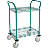 Nexel® 2 Shelf Utility Cart Poly-Green24W X 18D X 39H Poly Casters2 Rigid 2 Brake