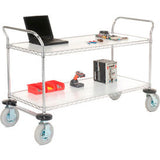 Nexel® 2 Shelf Utility Cart Chrome 36W X 18D X 42H Pneumatic Casters2 Swivel 2 Rigid