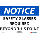 Global Industrial™ Notice Safety Glasses Required Beyond This Point 7X10 Rigid Plastic