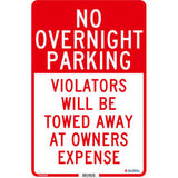 Global Industrial™ No Overnight Parking Violators Will Be Towed 18X12 .063 Aluminum