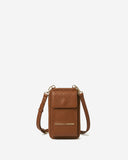 Giada (cognac) - Italian women's crossbody phone wallet with shoulder strap