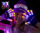 Purple LED Gloves, Light Up Shoe laces and Lighted Beanie Pom Hat Gift Set for Boys and Girls Kids Toys