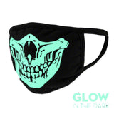 Glow in the Dark Reusable Washable Skull Face Mask Black for Halloween