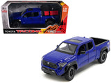 2024 Toyota Tacoma TRD OffRoad Edition Pickup Truck Blue Metallic with Bed Camper 1/24 Diecast Model Car