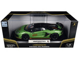 Lamborghini Aventador SVJ Roadster Green Metallic with Carbon Top and Gold Accents 1/18 Diecast Model Car by Heimanba