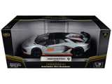 Lamborghini Aventador SVJ Roadster Matt Gray with Carbon Top and Orange Accents 1/18 Diecast Model Car by Heimanba