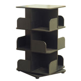 Hartwick 3 Tier Revolving Bookcase Tower Display Unit With 12 Shelves, Black Wood, Contemporary