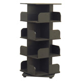 Hartwick 4 Tier Revolving Bookcase Tower Display Unit With 16 Shelves, Black Wood, Contemporary