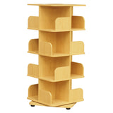 Hartwick 4 Tier Revolving Bookcase Tower Display Unit With 16 Shelves, Natural Wood, Contemporary