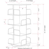 Hartwick 4 Tier Revolving Bookcase Tower Display Unit With 16 Shelves, White Wood, Contemporary