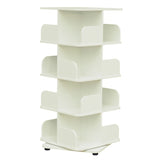 Hartwick 4 Tier Revolving Bookcase Tower Display Unit With 16 Shelves, White Wood, Contemporary