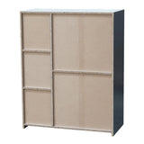 Sorkin Five Open Cube Wooden Bookcase Organizer, Gray, White & Oak