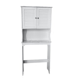 Trevita Freestanding Over The Toilet Bathroom Space Saver Organizer With Storage Cabinet, Adjustable Shelf & Open Shelf, White &