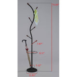 Minerva Freestanding Entryway Coat & Hat Rack With Umbrella Holder, Black Metal With Wooden Tips