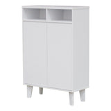 Yaiza 2 Door Shoe Storage Cabinet With 7 Shelves, White Wood