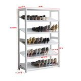 Higgins 5 Tier Racks Free Standing Shoe Storage Organizer, White Wood