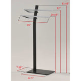 Skipper Freestanding Bathroom Towel Rack With Two Bars, Black & Chrome Metal