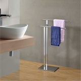 Schlesinger Freestanding Bathroom Towel Rack With Two Bars, Stainless Steel