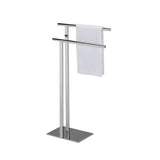 Schlesinger Freestanding Bathroom Towel Rack With Two Bars, Stainless Steel
