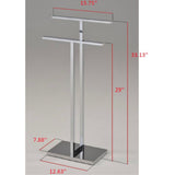 Pelton Freestanding Bathroom Towel Rack With Two Bars, Stainless Steel