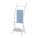 Twilio Freestanding 5 Tier Bathroom Towel Rack With Storage Shelf, White Metal