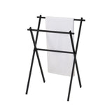 Expression Double Free Standing Modern Bathroom Towel Rack Stand, Black Metal