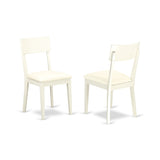 East West Furniture Hbad3-Lwh-C 3 Piece Kitchen Set - Linen White Dining Room Table And 2 Linen White Faux Leather Dining Chairs