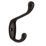 Wooden Mallet 2 Hook Coat Rack, Black Hooks, Medium Oak