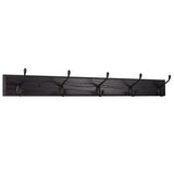 Wooden Mallet 5 Hook Coat Rack, Black Hooks, Black