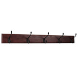 Wooden Mallet 5 Hook Coat Rack, Black Hooks, Mahogany