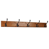 Wooden Mallet 5 Hook Coat Rack, Black Hooks, Medium Oak