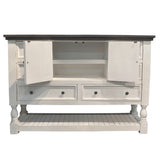 Sunset Trading Rustic French Dresser | 6 Drawers | 2 Storage Cabinets | Large Display Shelf | Distressed White And Brown Solid W
